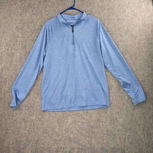 Croft & Barrow Mens Blue Striped Quarter-Zip Pullover Shirt